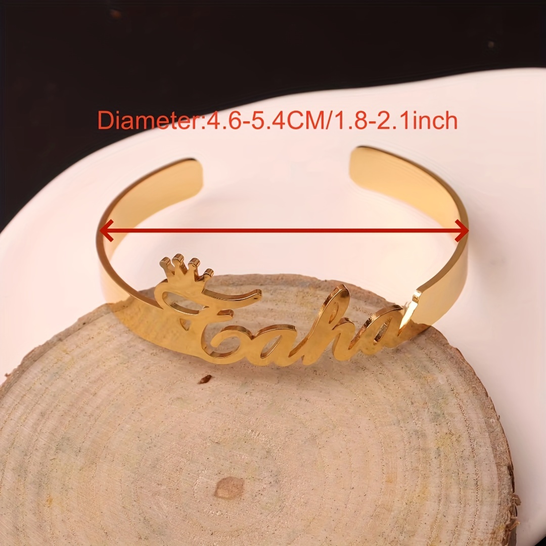 Personalized Princess Crown Name Cuff Bracelet
